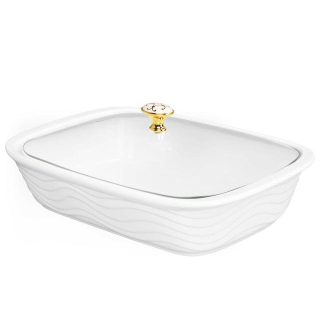 Creativity Home Casserole Dish,Ceramic Baking Dish With Glass cover,Lasagna Pan Deep for Oven,74 oz Baking Pan with Handles, Oven Safe&Durable Bakeware for Home Decor (13.2Inch No metal shelves)