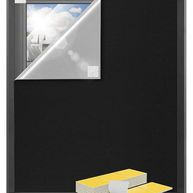 Sumobaby 50"x57" Portable Blackout Curtains, Blinds for Windows with Hook & Loop Tapes, 100% Blackout Window Shades, Curtains Easy to Cut Fit for Bedroom, Baby Room and TV Room (Black)