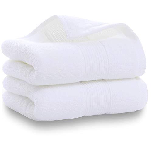 Years Calm 2 Pack Cotton Hand Towels, Durable Highly Absorbent Soft Washcloth, Towel for Premium Spa Bathroom, 14 x 30 Inch (White)