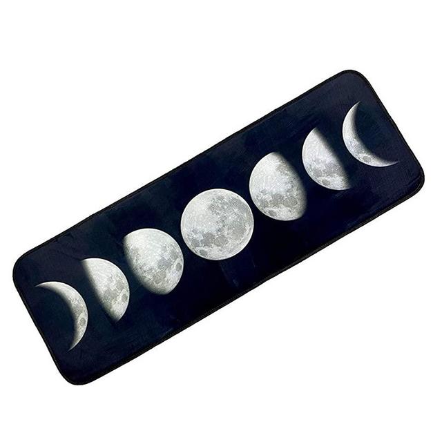 MorroMorn Black and White Runner Mat Throw Rug Bohemian Trendy, Non Skid Machine Washable Water-Absorbent - 20x60 inches (Moon)