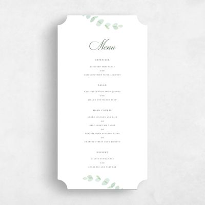 Green Ticket Wedding Menu - Opalite