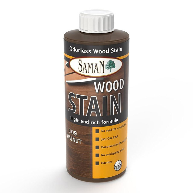 SamaN Interior Water Based Wood Stain - Natural Stain for Furniture, Moldings, Wood Paneling, Cabinets (Walnut TEW-109-12, 12 oz)