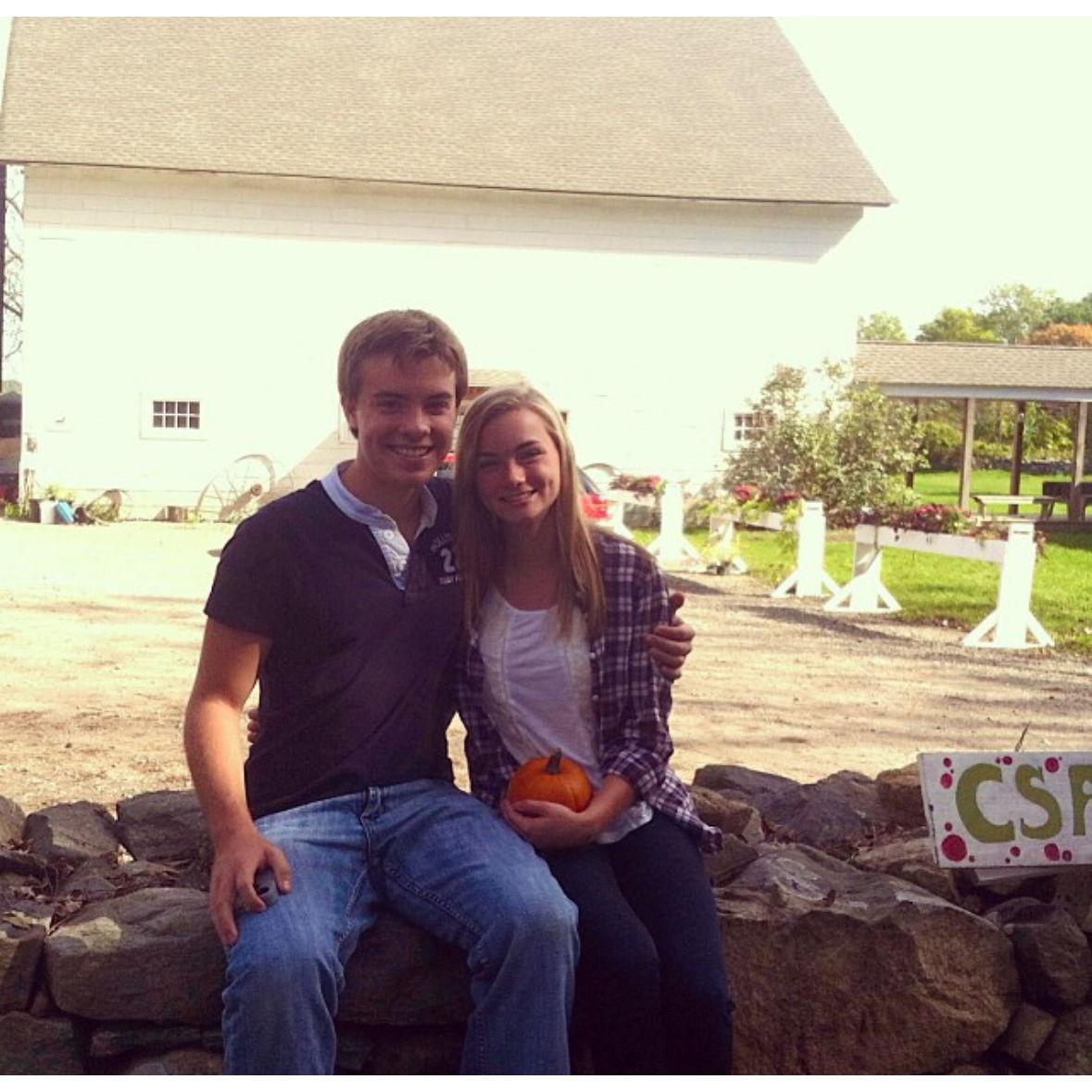 One of our first dates - going pumpkin picking at the Hickories Farm in CT 2013!