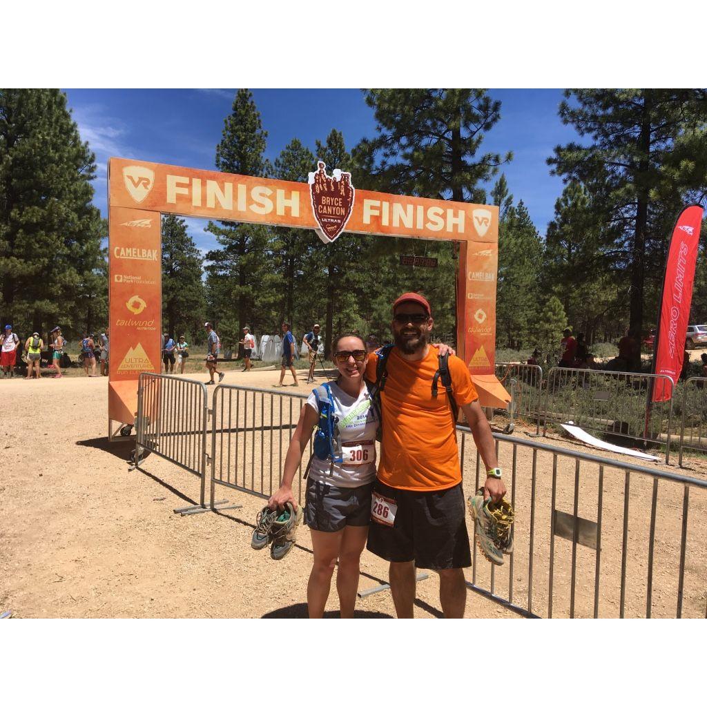 At the finish of the Bryce Canyon Half Marathon