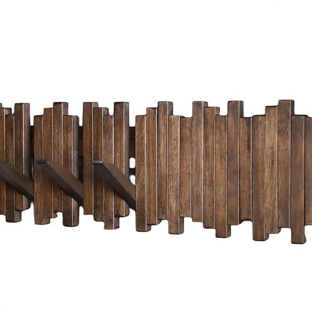 GOGREEBELL Natural Wood Wall Mounted Piano Coat Rack| Coat Rack Wall Mount| Flip Down Wall Hook Rack 7 Hooks| Entryway Wall Art Hook,Made of Acacia Wood (Wood Wax Oil Dyed Walnut Color).Wall Art