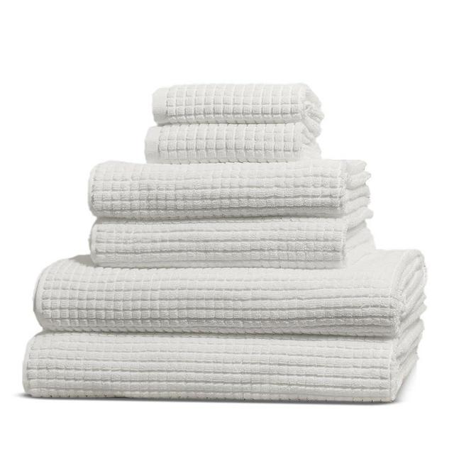 ONSEN Terry Cotton Towels (White, Full Set) - Quick Dry Towels with Cotton Plush Weave - Lighweight & Space Saving Design