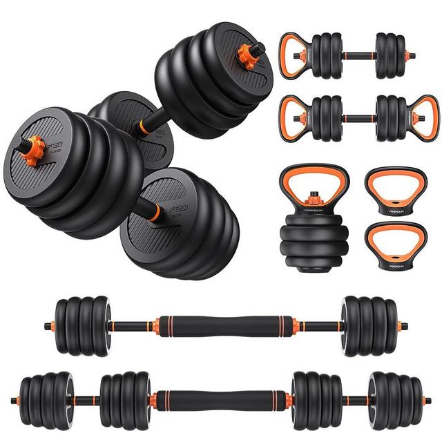 FEIERDUN Adjustable Dumbbells, 20/30/40/50/70/90lbs Free Weight Set with Connector, 4 in1 Dumbbells Set Used as Barbell, Kettlebells, Push up Stand, Fitness Exercises for Home Gym Suitable Men/Women