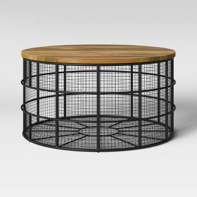 Hillsmere Wire Cage Coffee Table With Removable Wood Top Black - Threshold™