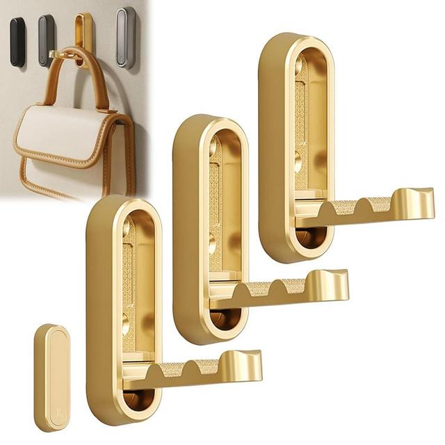 Daneohm Heavy Duty Wall Hooks - 3pcs Gold, Metal, 100% Metal Composition, Modern Style, Wall, Bathroom, Shower, Coat, Towel, Holder, Robe, Purse, Garment, Hangers