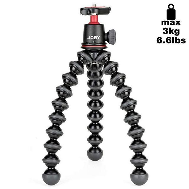 JOBY GorillaPod 3K Kit. Compact Tripod 3K Stand and Ballhead 3K for Compact Mirrorless Cameras or Devices up to 3K (6.6lbs). Black/Charcoal.