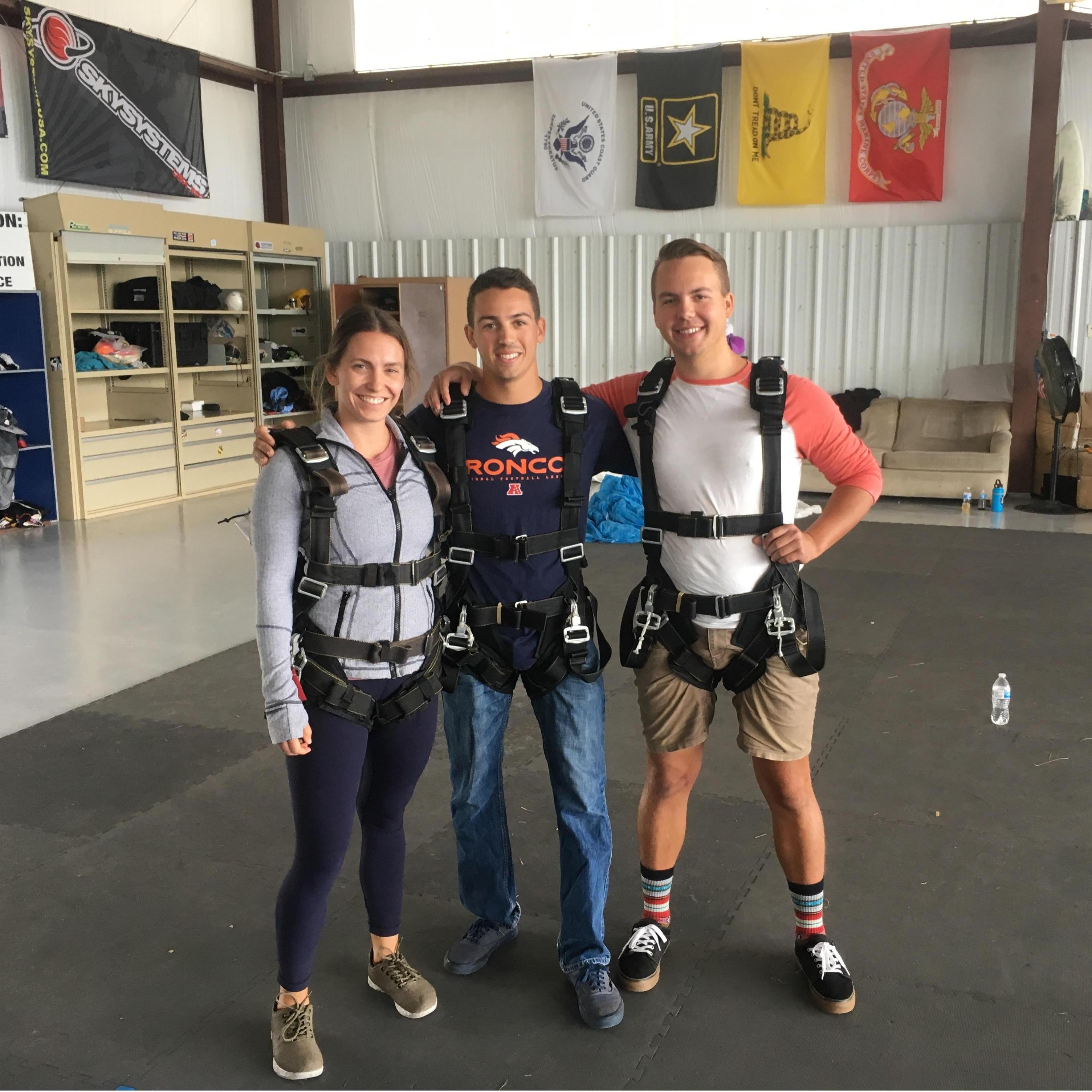 Skydiving in Suffolk with Clay's youngest brother, Connor.