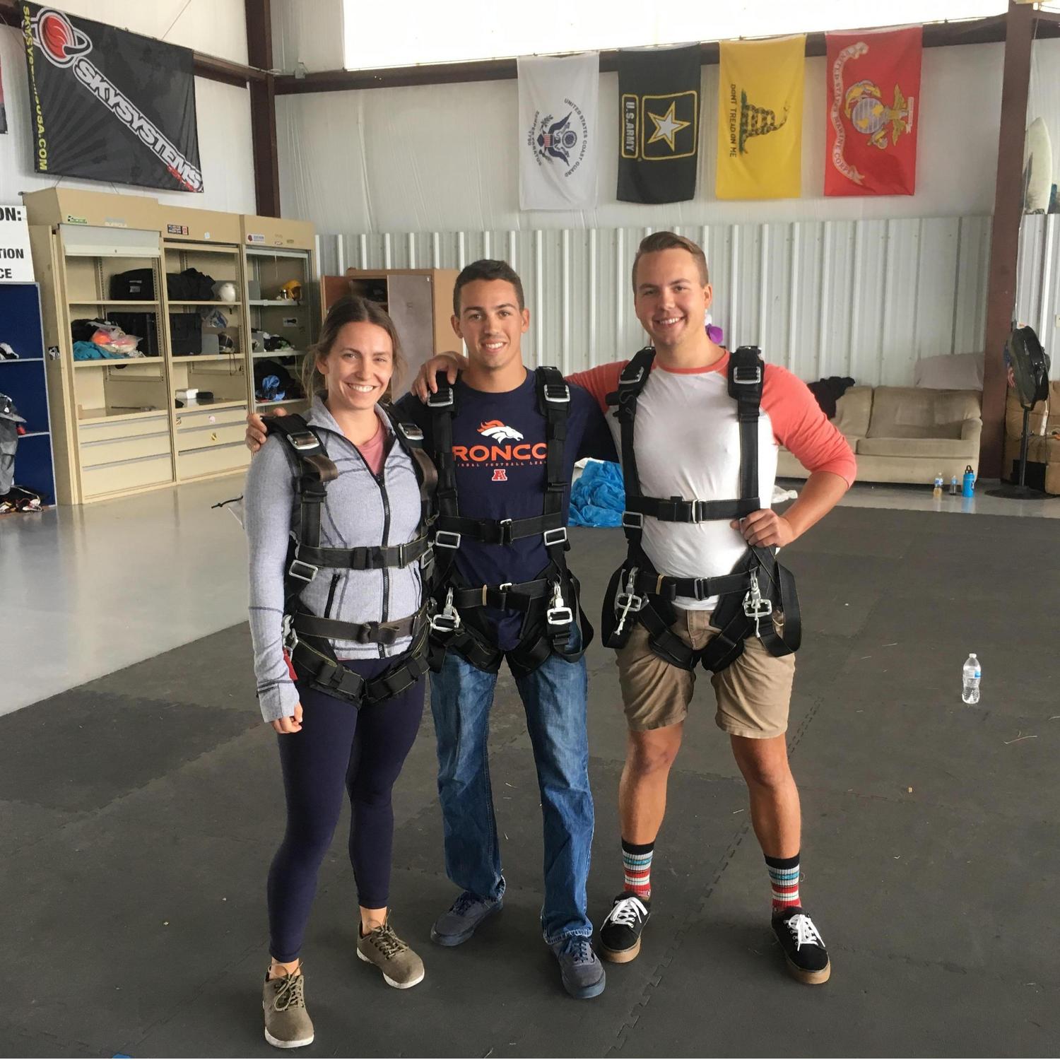 Skydiving in Suffolk with Clay's youngest brother, Connor.