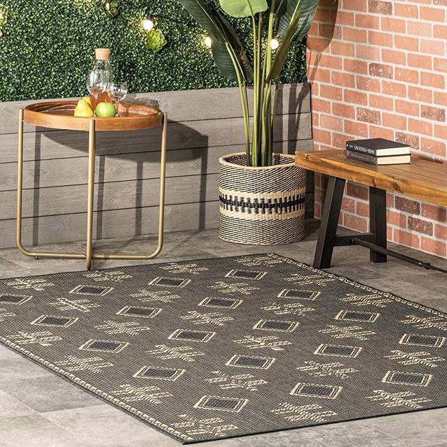 nuLOOM Dana Aztec Emblem Indoor/Outdoor , 5' x 8', Charcoal