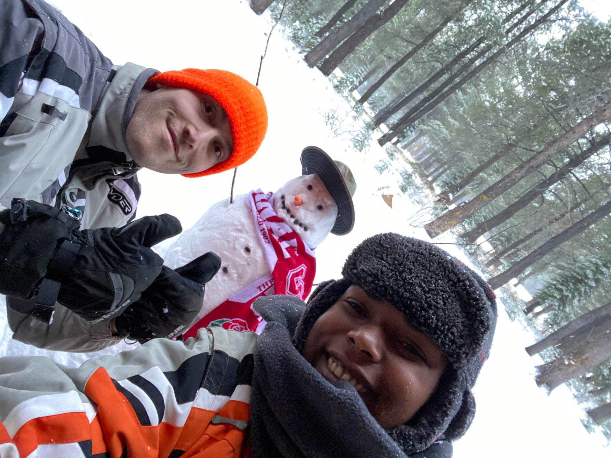 Building our first snowman together.
