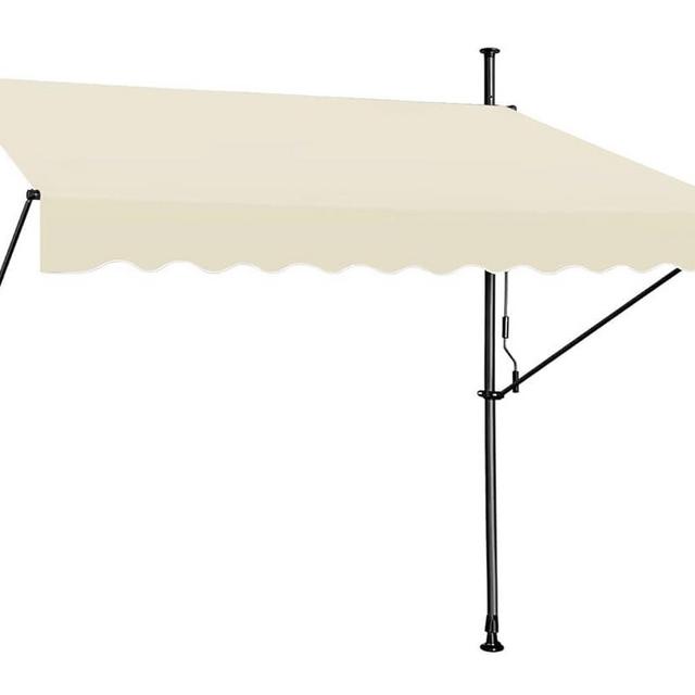 STEELAID Manual Retractable Awning – 118” Non-Screw Outdoor Sun Shade – Adjustable Pergola Shade Cover with UV Protection – 100% Polyester Made Outdoor Canopy – Ideal for Any Window or Door