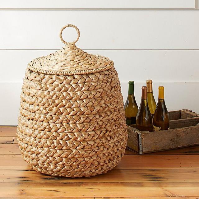 Beachcomber Basket Natural, Tulip Basket with Lid