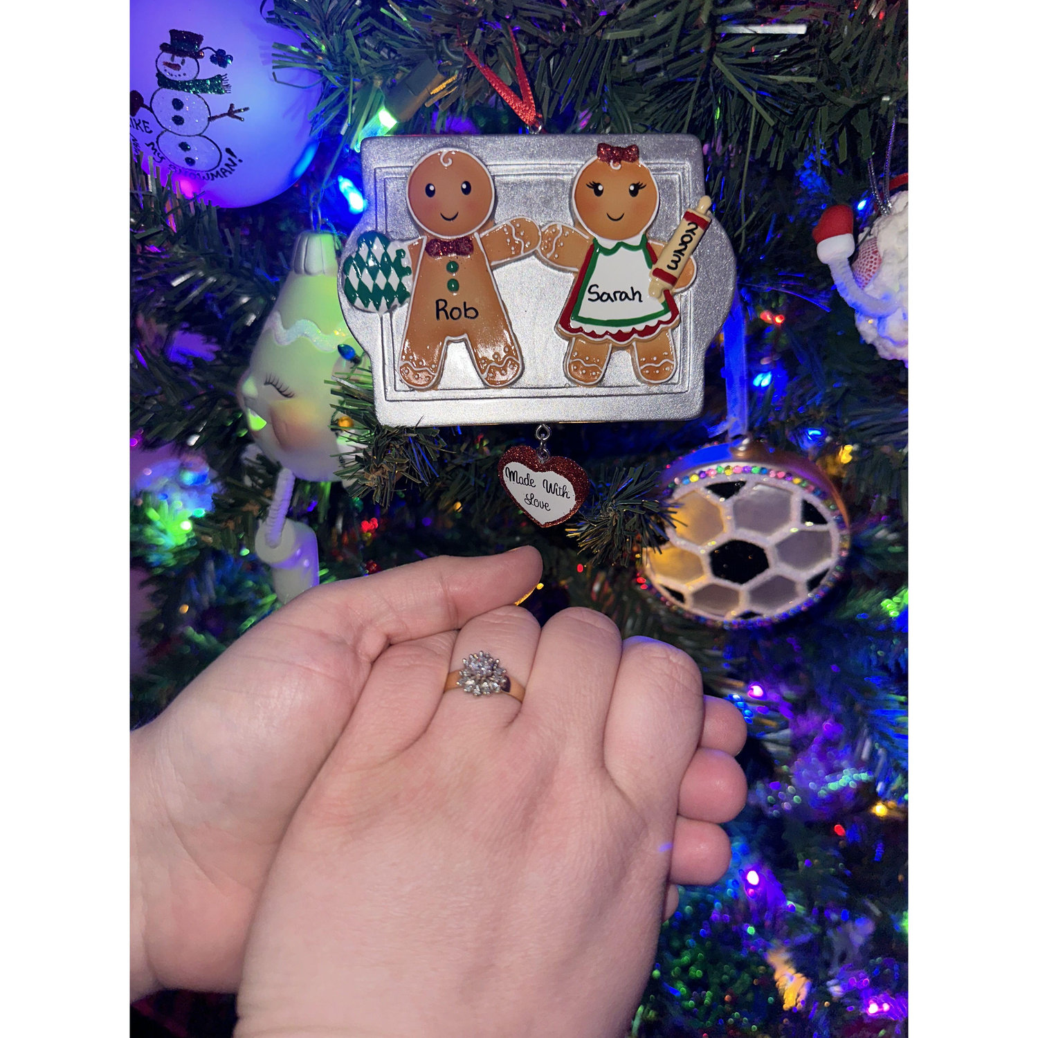 The ornament we bought at the Christmas Market where Rob proposed