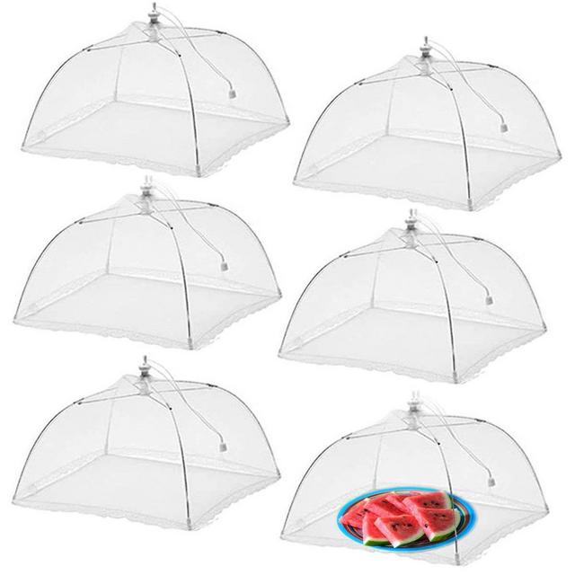 Simply Genius (6 pack) Large and Tall 17x17 Pop-Up Mesh Food Covers Tent Umbrella for Outdoors, Screen Tents Protectors For Bugs, Parties Picnics, BBQs, Reusable and Collapsible