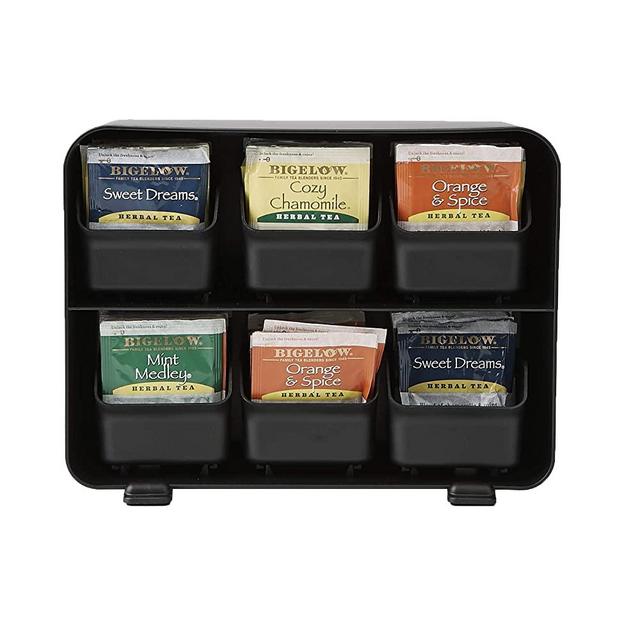 Mind Reader 6 Drawer Tea Bag Holder and Organizer, Black
