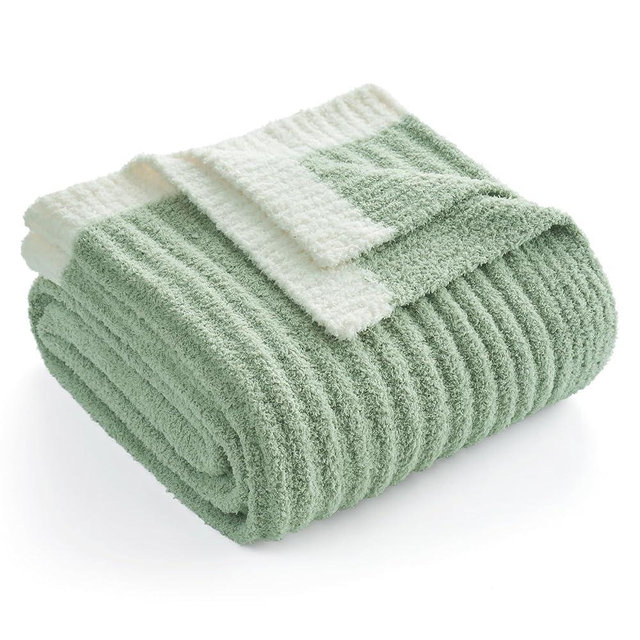 Snuggle Sac Spring Throw Blanket for Couch Sage Green, Microfiber Knit Throws for Sofa, Soft Luxurious Fuzzy Warm Blankets for Sofa, Bed, Travel, Sage Green, 50x60 inches