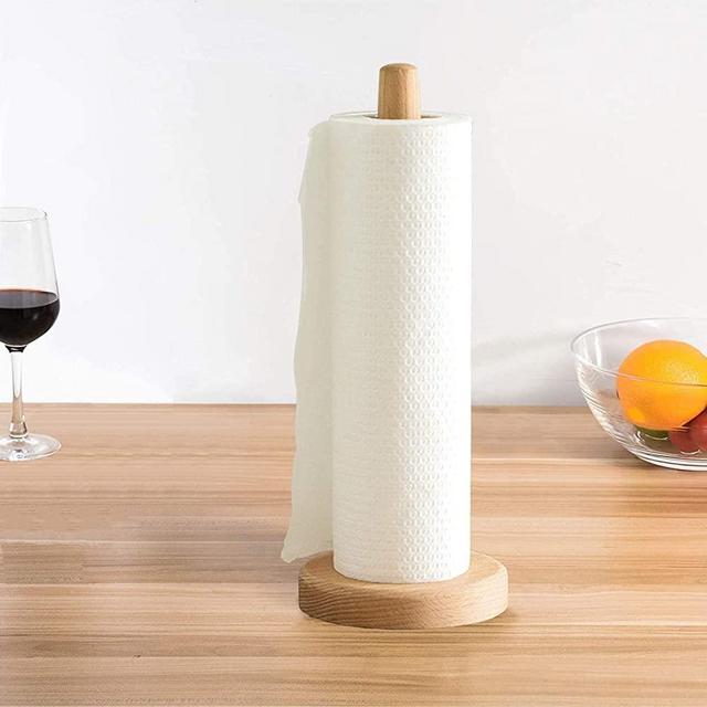 Yistao Wood Paper Towel Holder, Wooden Paper Towel Holder Countertop Standing Paper Towel Organizer Roll Dispenser for Kitchen Countertop & Dining Table