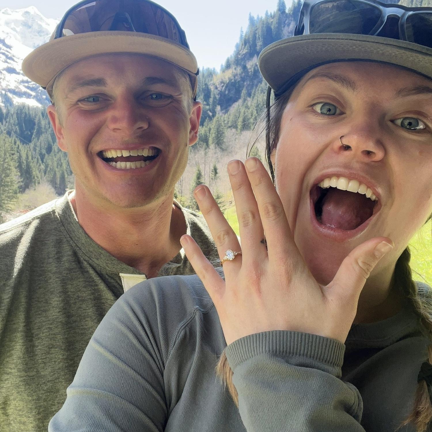 Day of proposal in the mountains of Switzerland.