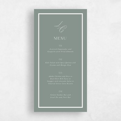 Deep Sage, Green Wedding Menu - Artvin