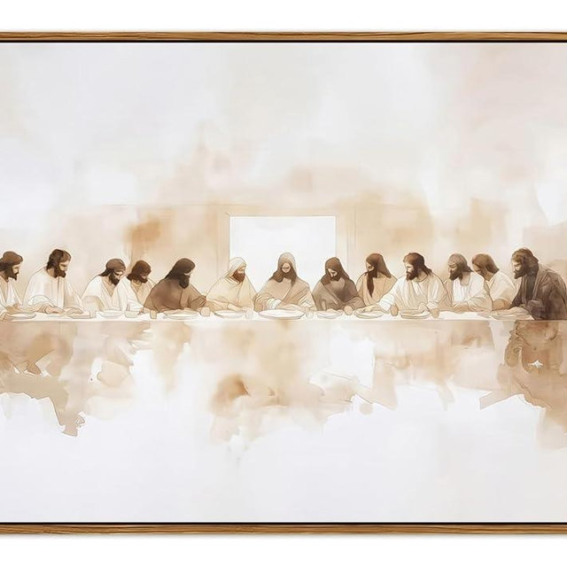 Jesus Last Supper Wall Art, Christian Wall Decor Paintings, Christ Pictures Religious Home Decor for Living Room Dining Room Church Prayer Room Bedroom 24x36 inch Floating Framed