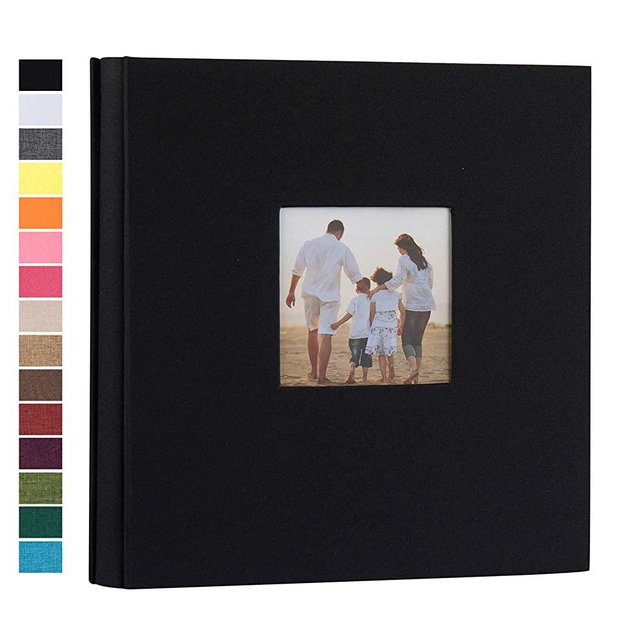 potricher Linen Hardcover Photo Album 4x6 600 Photos Large Capacity for Family Wedding Anniversary Baby Vacation (Black, 600 Pockets)