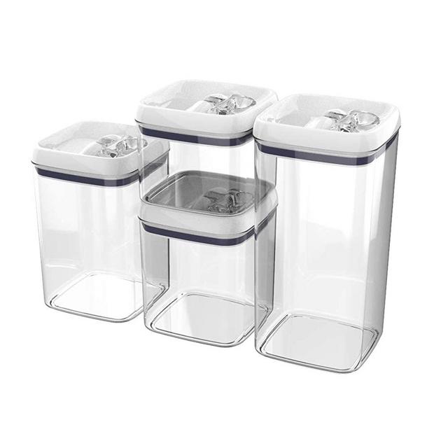 Deahun Better Homes & Gardens Canister Pack of 4 - Flip-Tite Large Square Food Storage Container Set