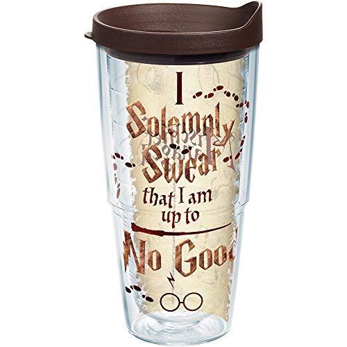 Tervis 1238328 Harry Potter-I Solemnly Swear That I Am up to No Good Insulated Tumbler with Wrap and Brown Lid, 24Oz, Clear