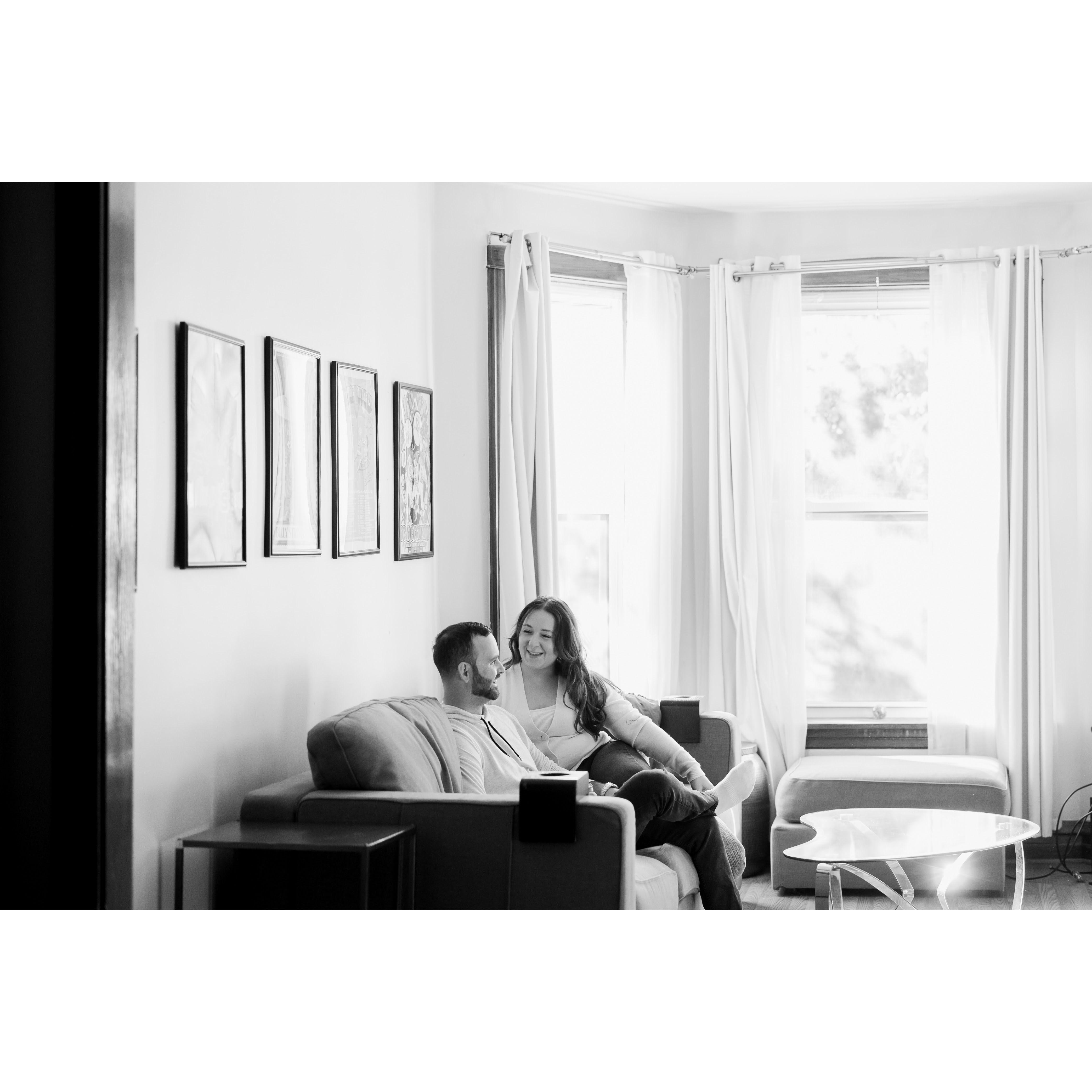 Hanging out in our first apartment together.