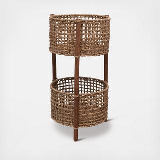Hand-Woven Rattan Braided 2-Tier Basket