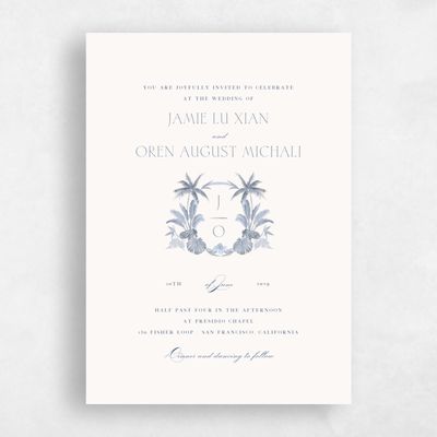 Dark Cobalt, Grey Wedding Invitation - Somrig Classic