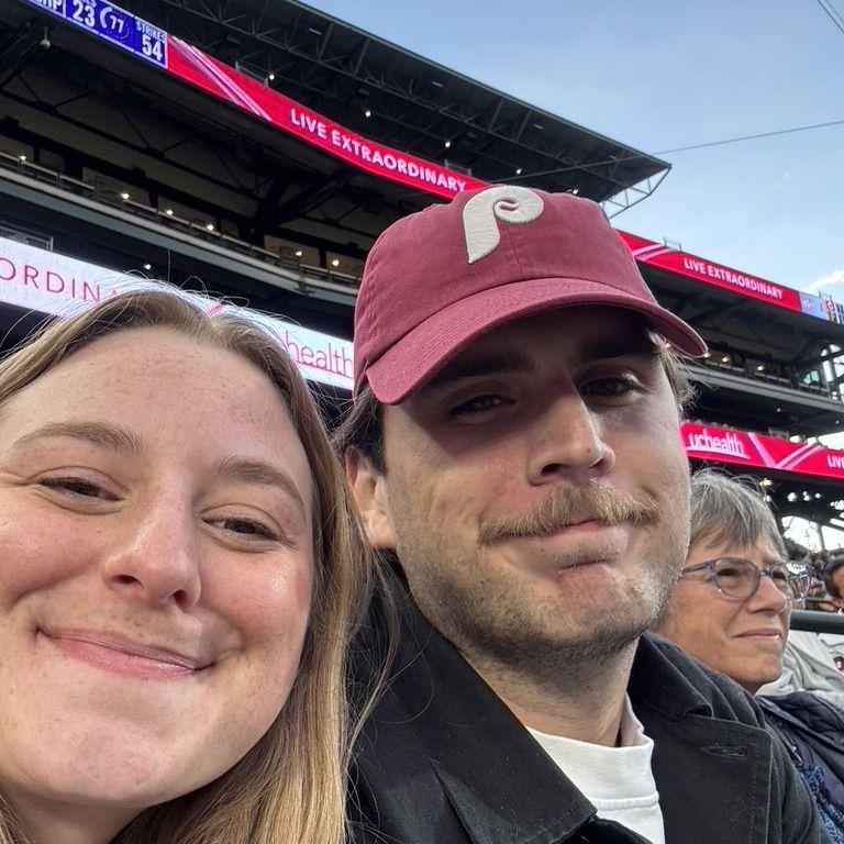 Cassidy got Sam in a Phillies hat for a game in Denver!