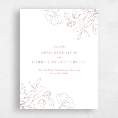 Dusty Rose, Pink Wedding Save the Date - Essenza Bloom Letterpress