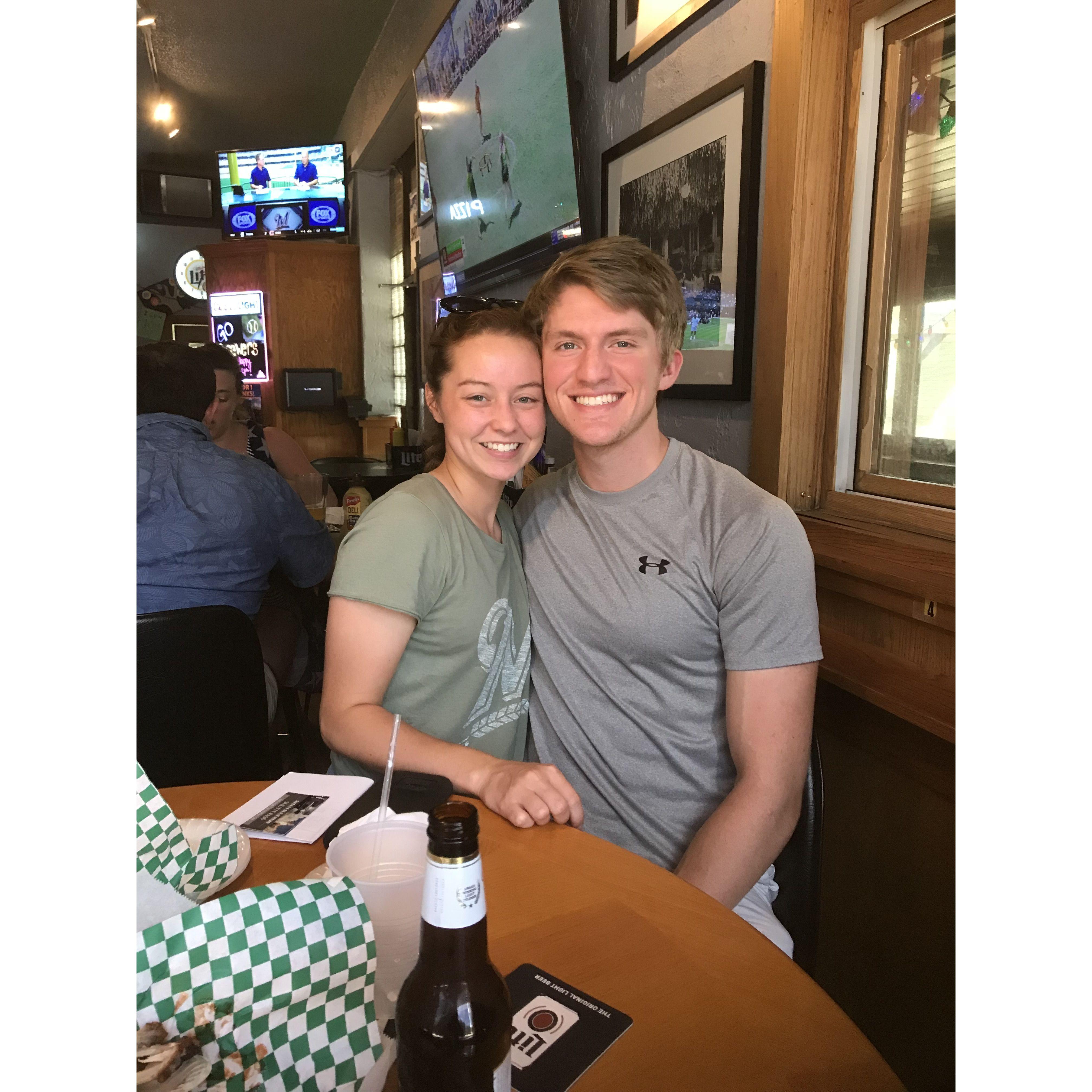 His first Brewer's game!