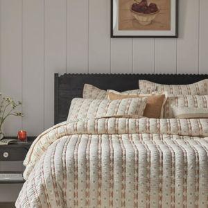 Nera Yarn Dye Jacquard Striped Quilt - Cream