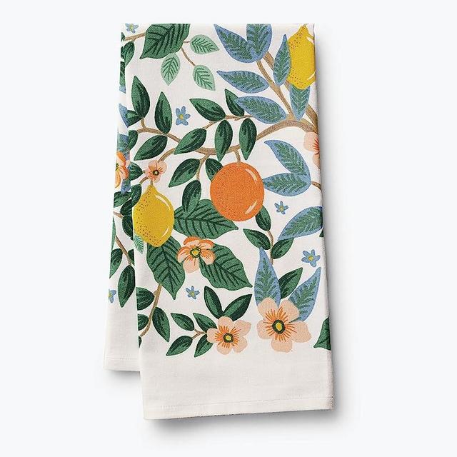 RIFLE PAPER CO. Citrus Grove Tea Towel - Stylish Cotton Towel for Drying or Display, 28" L x 21" W, Perfect Addition for Kitchens to Increase Culinary Style, Machine-Washable