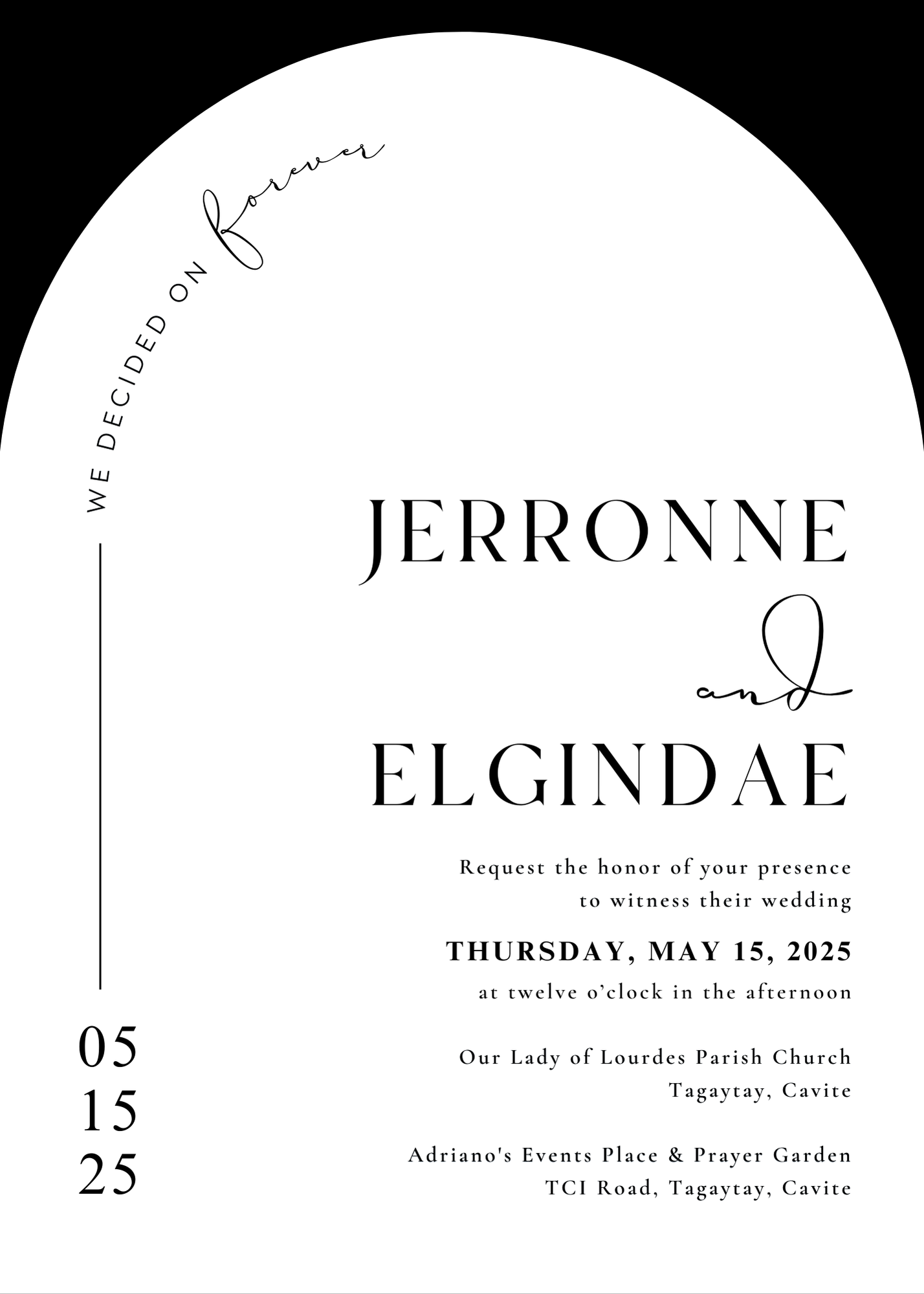 The Wedding Website of ELGINDAE ARAYA and JERRONNE IYAYA