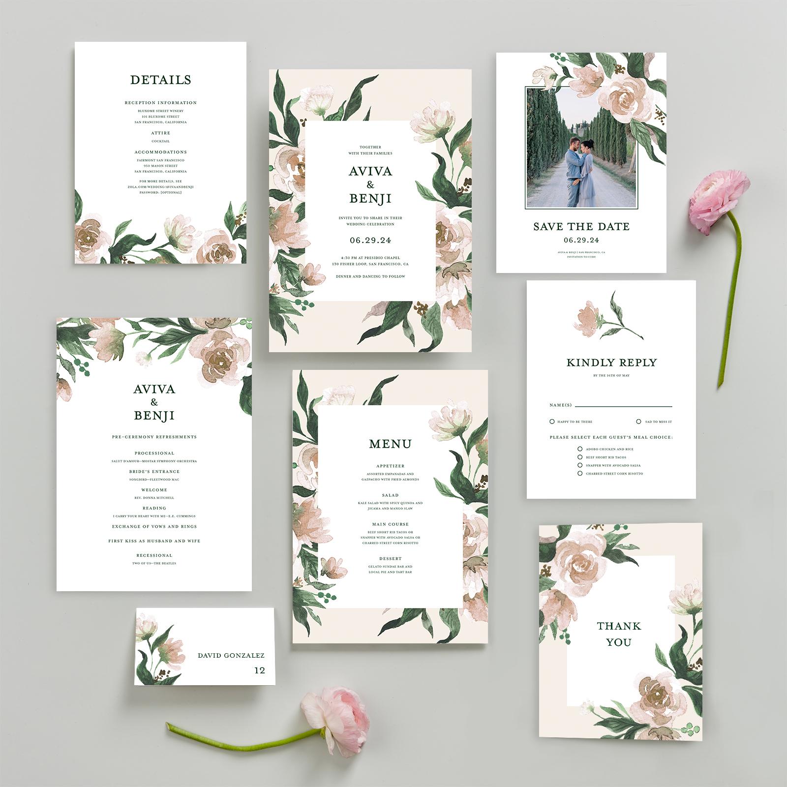 Zola Wedding Menus Brookstone