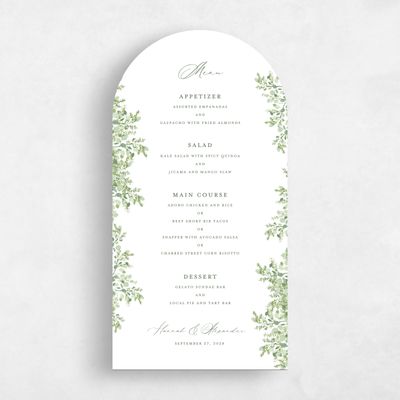 Green Arch Wedding Menu - Lugano
