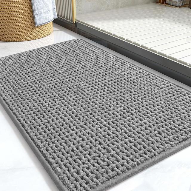 COCOER-Chenille Bath Mat-Rubber Backing Bathroom Rugs Non Slip Washable-Quick Dry Bath Mats for Bathroom Floor-Super Absorbent Bathroom Mat Thin Bath Rugs Fit Under Door