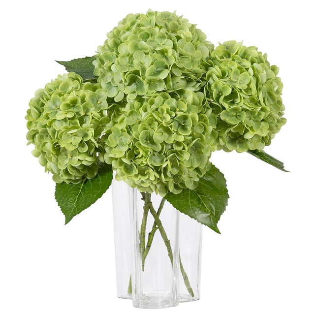 DuHouse 3Pcs Large Hydrangea Artificial Flowers,20 inch Latex Real Touch Hydrangeas Lifelike Hydrangea Flower for Home Wedding Bouquets Centerpieces Party Living Room Decoration(Green)