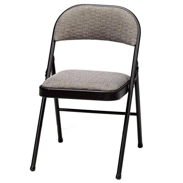 MECO 037.25.3S4 Sudden Comfort Deluxe Indoor/Outdoor Steel Metal Fabric Padded Folding Fold Up Party Card Chair, Cinnabar Black Frame and Motif Seat (4 Pack)