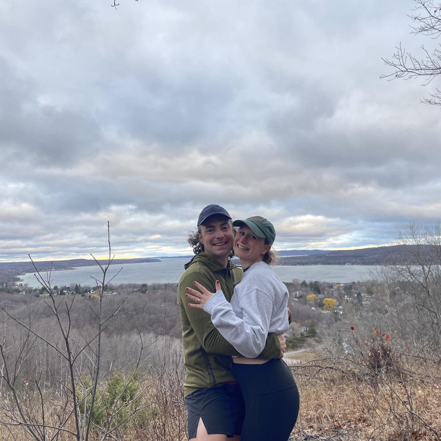 Engagement on top of a "mountain" in Michigan