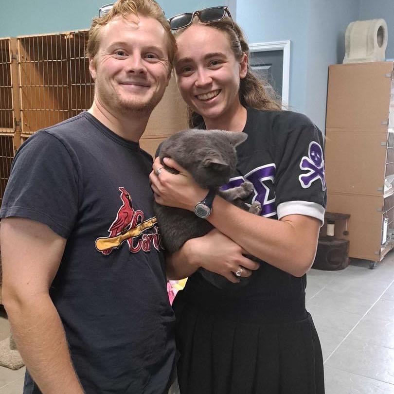 This is the day that Kristen and Sean adopted their first cat Jodi. If you can't tell...Jodi is NOT a people cat and was NOT happy to be held. She IS super cute though!