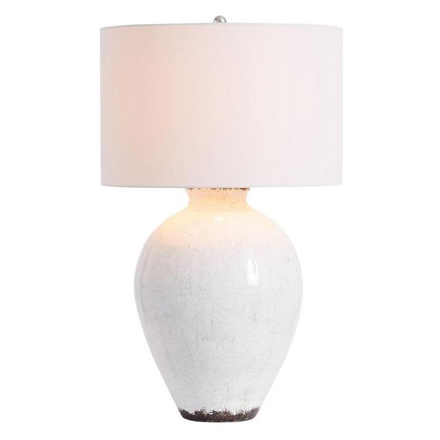 Bethany Ceramic 27" Large Table Lamp, Ivory with Moss Green