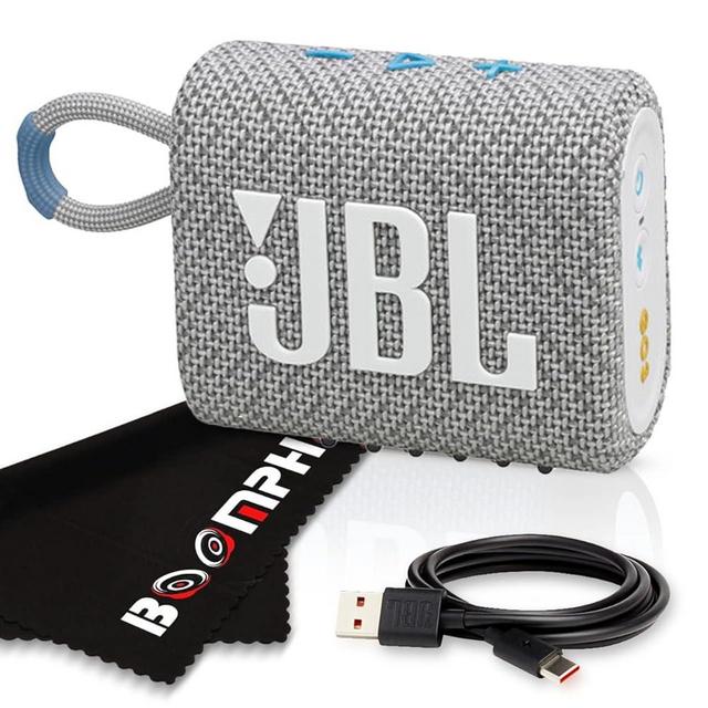 Boomph On-The-Go Kit: JBL Go 3 Portable Bluetooth Wireless Speaker, IP67 Waterproof and Dustproof Built-in Battery - Eco White