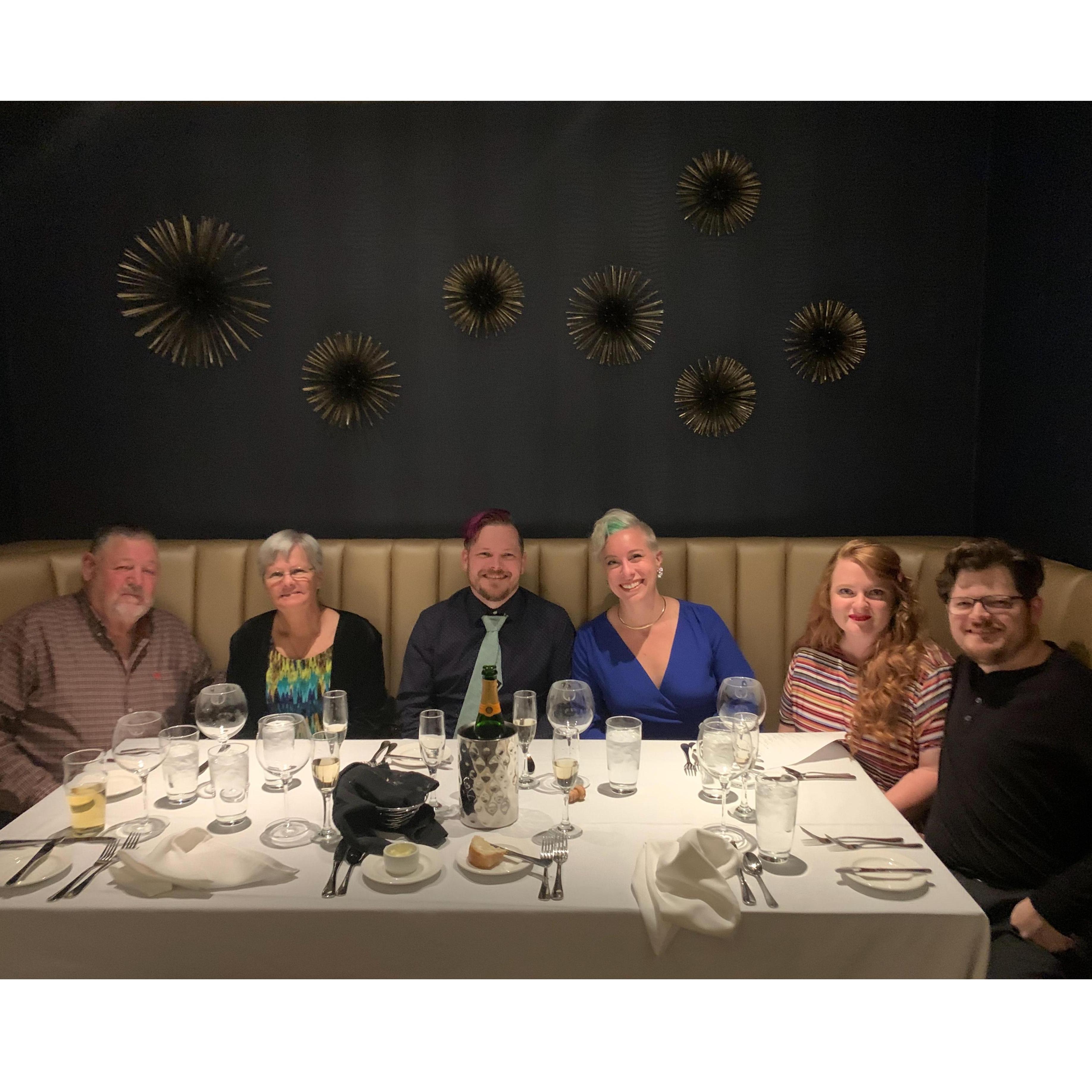 Dinner with Dan's family celebrating buying the new house, 2020